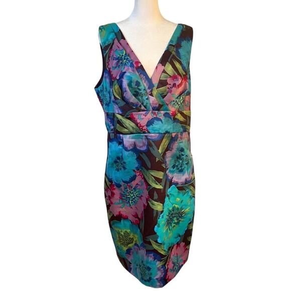 Calvin Klein Floral Watercolor Dress - Sleeveless V-neck - Size 10 (estimate) - Picture 1 of 7